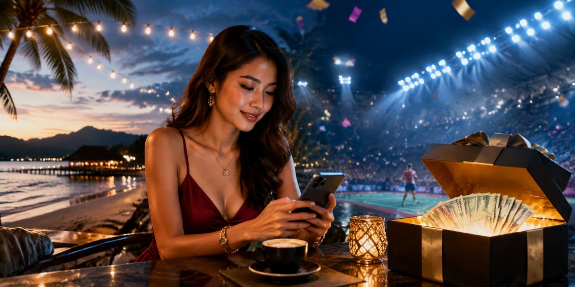 Pengguna Langkawi mengakses kasino jackpot mudah alih mrcoin dari tepi pantai